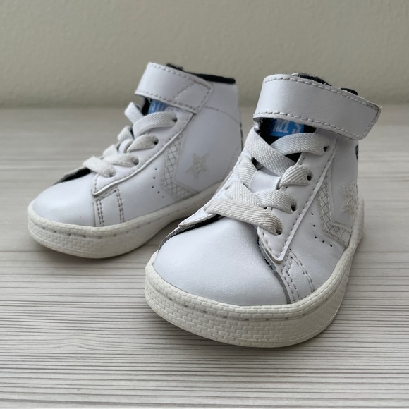 Converse Baby Jump Ball Pro Leather High Top Sneakers Toddler Infant Boy 4 White - Picture 4 of 10